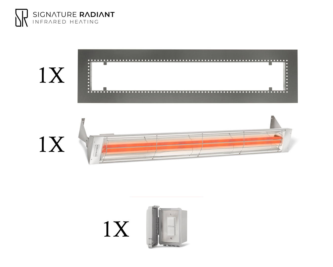 Package: 1 x 6kW infrared heater WD Series Recessed - with ON-OFF