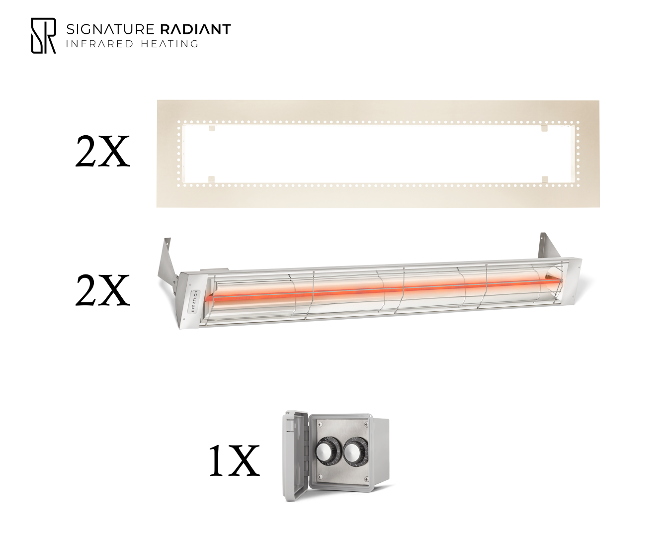 Package: 2 x 3kW infrared heater W Series Recessed - with REGULATOR