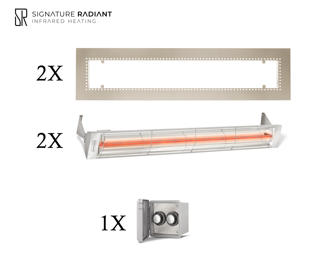 Package: 2 x 3kW infrared heater W Series Recessed - with REGULATOR