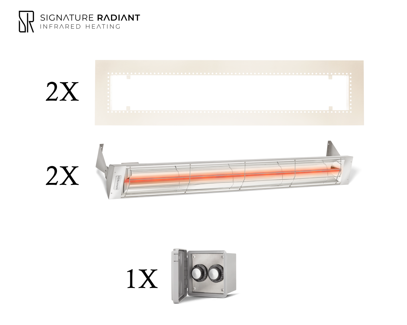 Package: 2 x 3kW infrared heater W Series Recessed - with REGULATOR