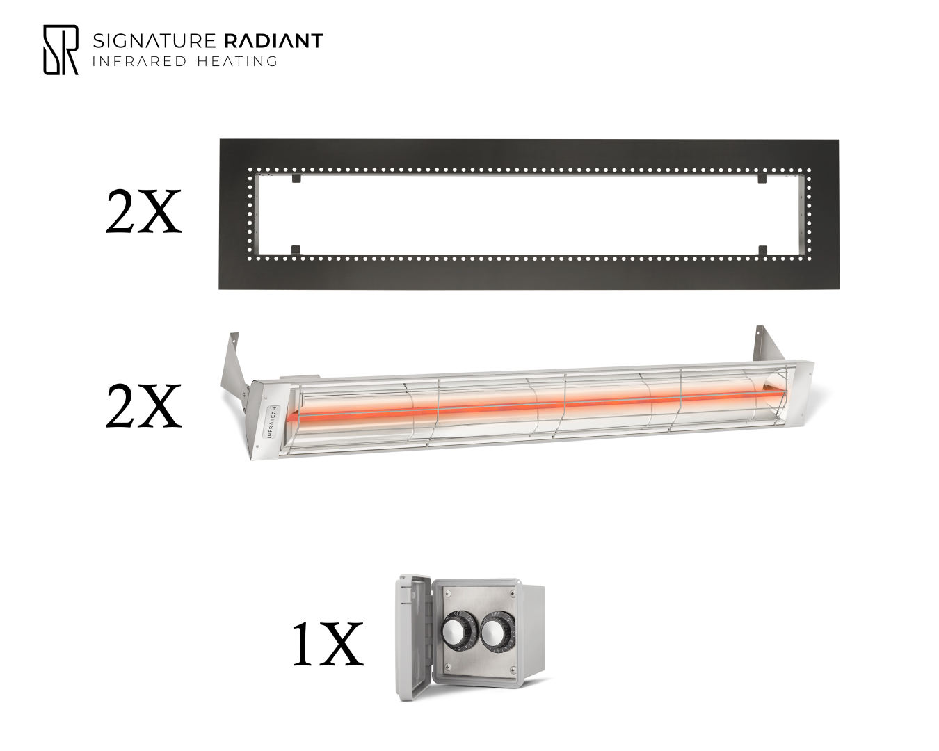 Package: 2 x 3kW infrared heater W Series Recessed - with REGULATOR
