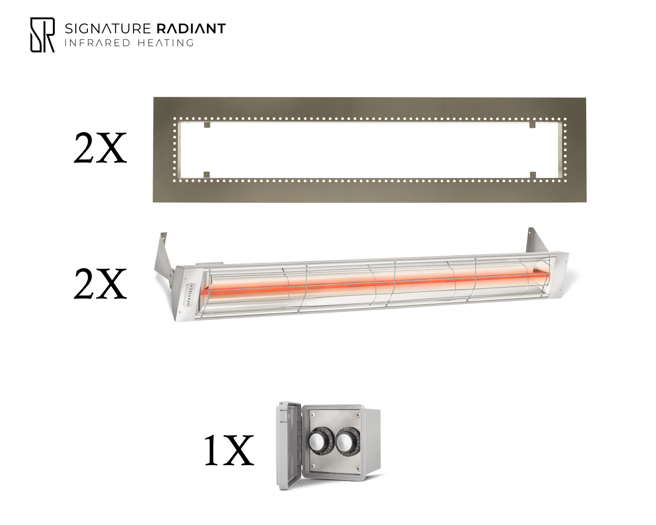 Package: 2 x 3kW infrared heater W Series Recessed - with REGULATOR