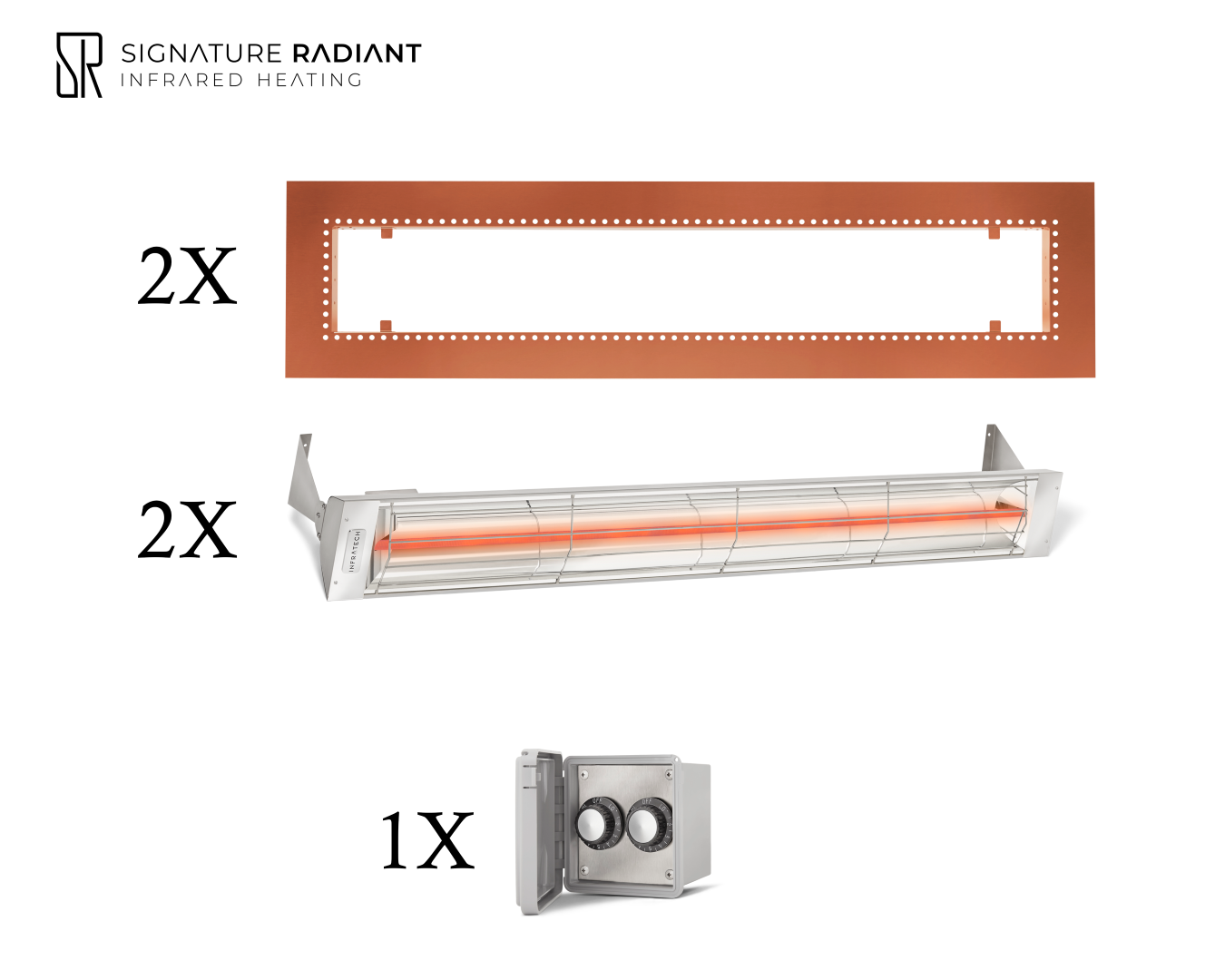 Package: 2 x 3kW infrared heater W Series Recessed - with REGULATOR