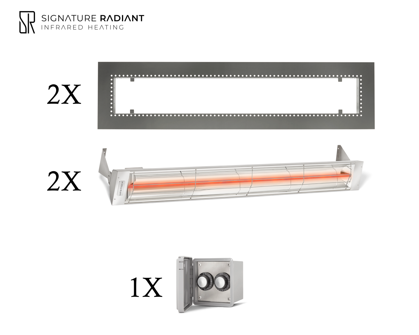 Package: 2 x 3kW infrared heater W Series Recessed - with REGULATOR