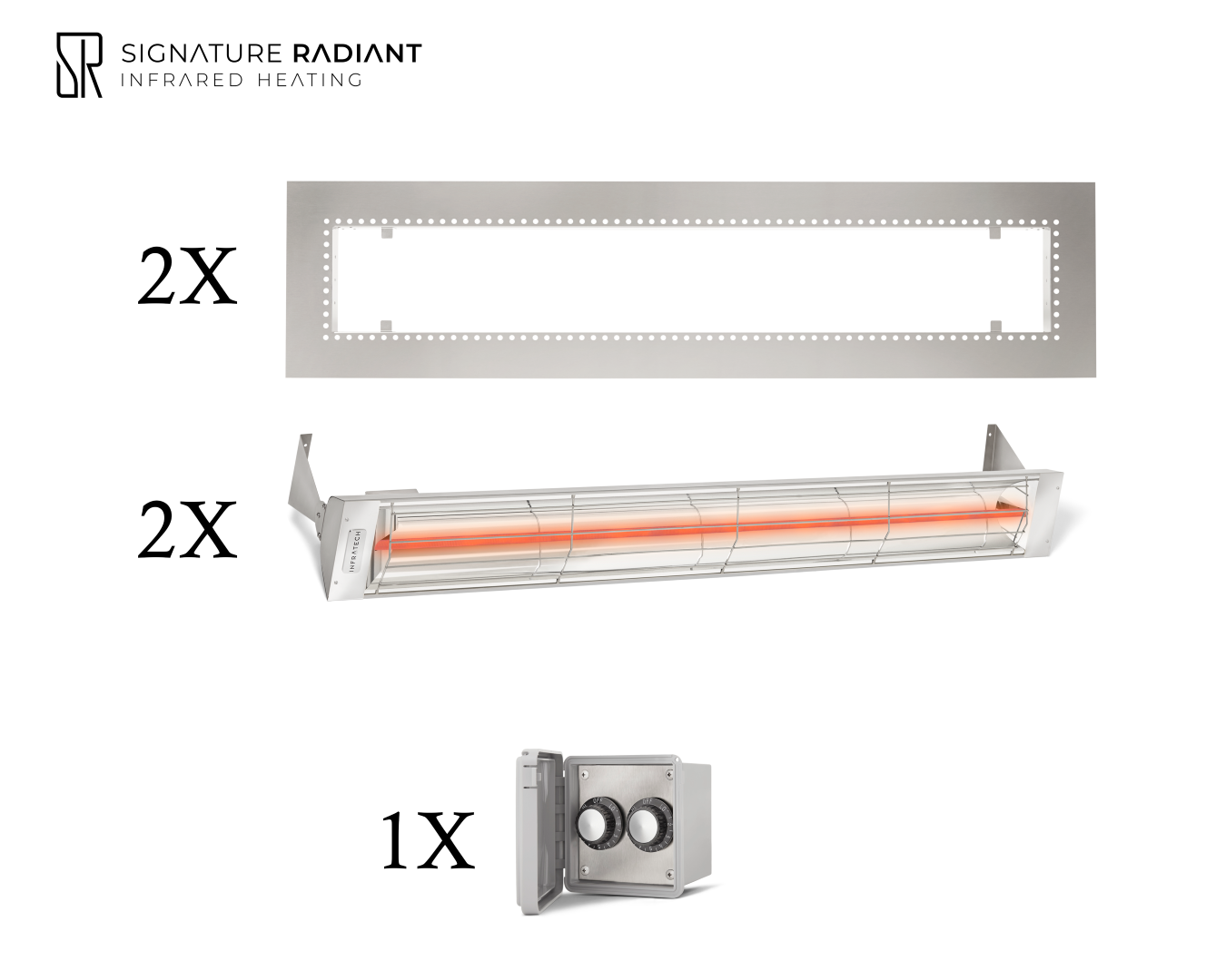 Package: 2 x 3kW infrared heater W Series Recessed - with REGULATOR