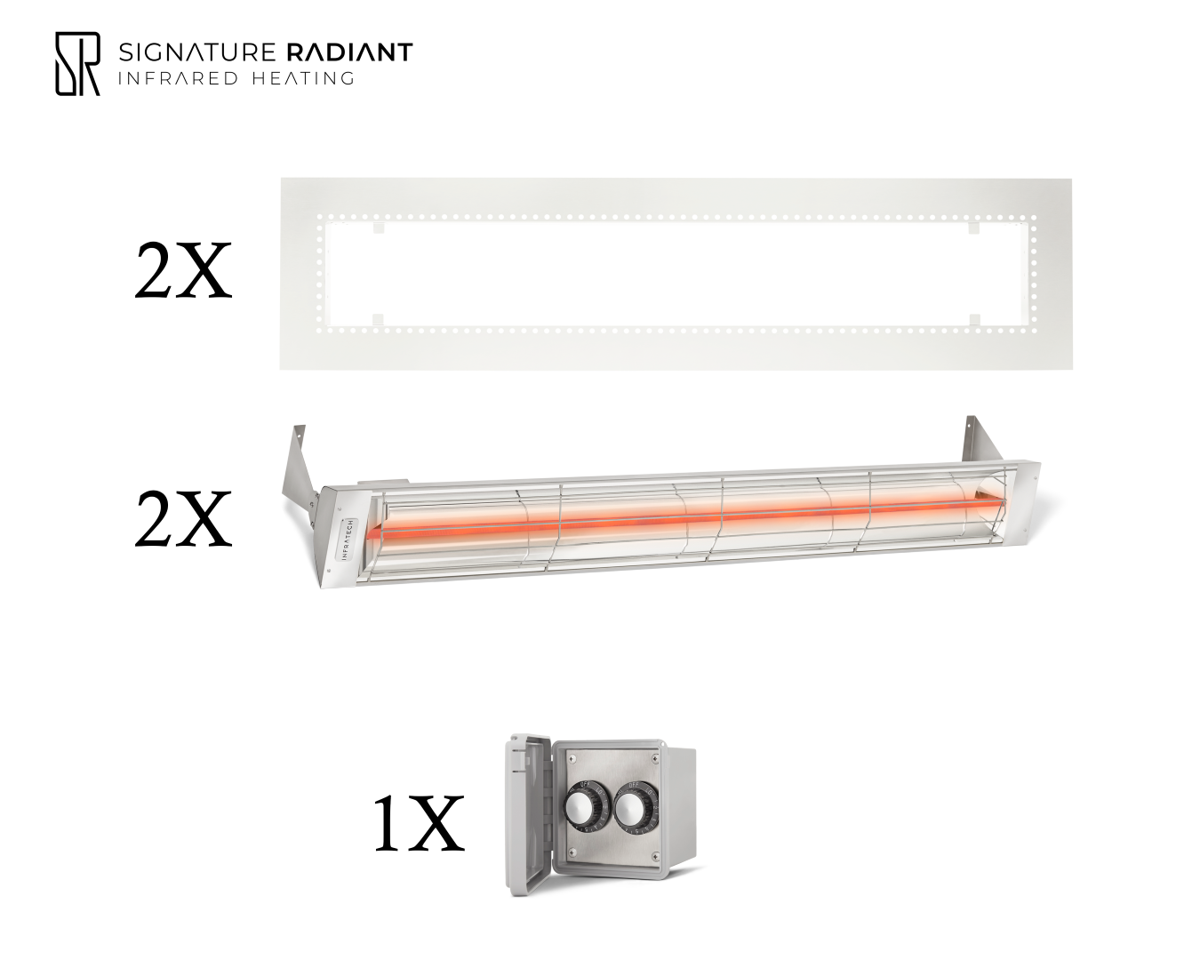 Package: 2 x 3kW infrared heater W Series Recessed - with REGULATOR