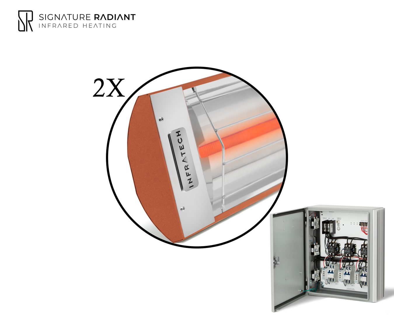 Package: 2 x 4kW infrared heater C Series - with Panel