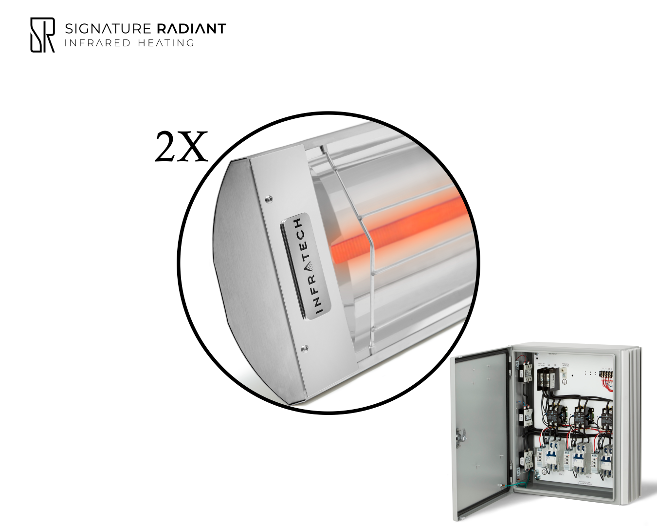 Package: 2 x 4kW infrared heater C Series - with Panel