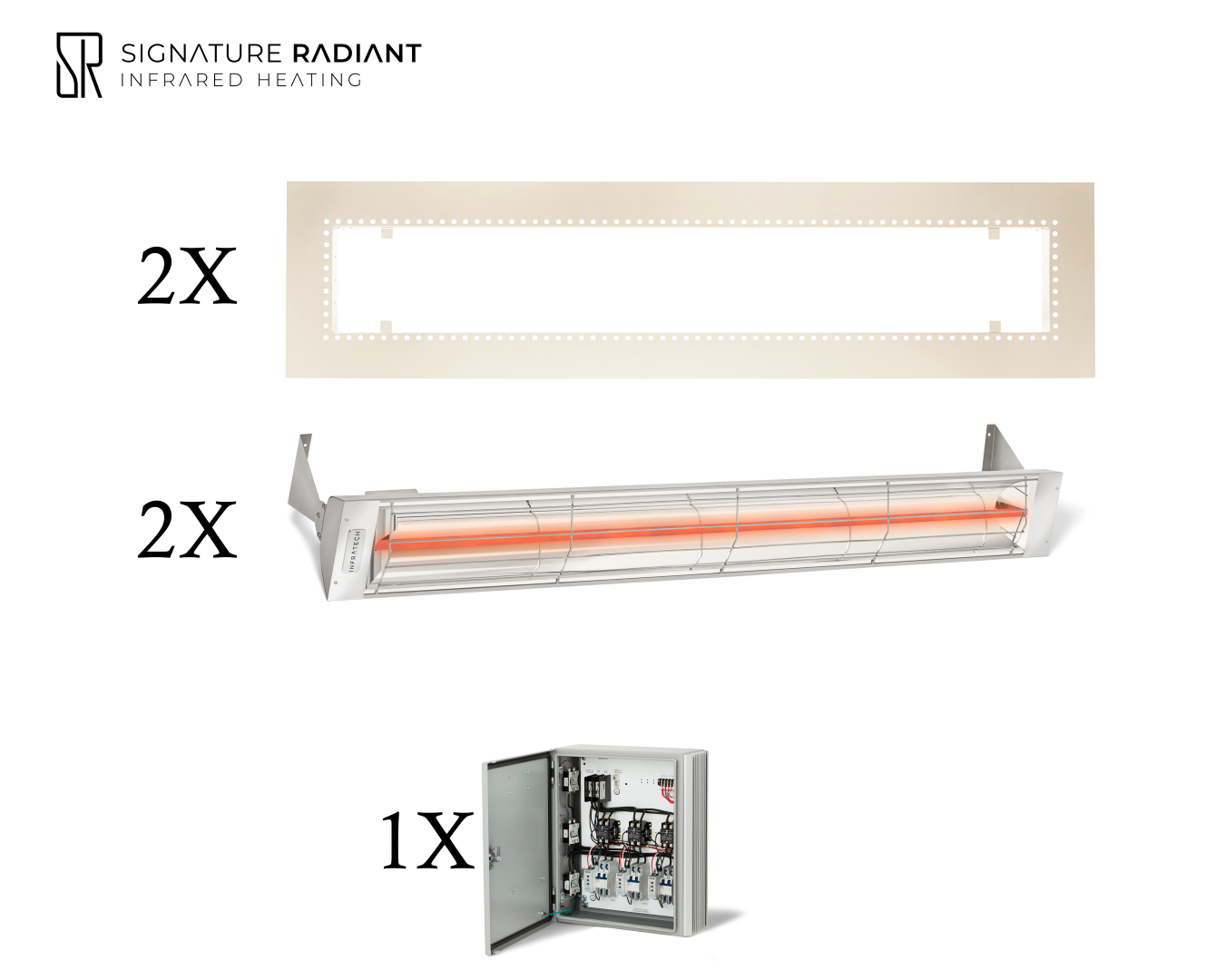 Package: 2 x 4kW infrared heater W Series Recessed - with Panel