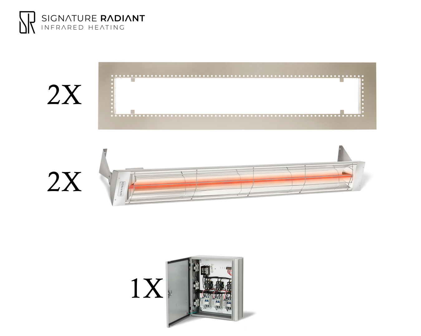 Package: 2 x 4kW infrared heater W Series Recessed - with Panel