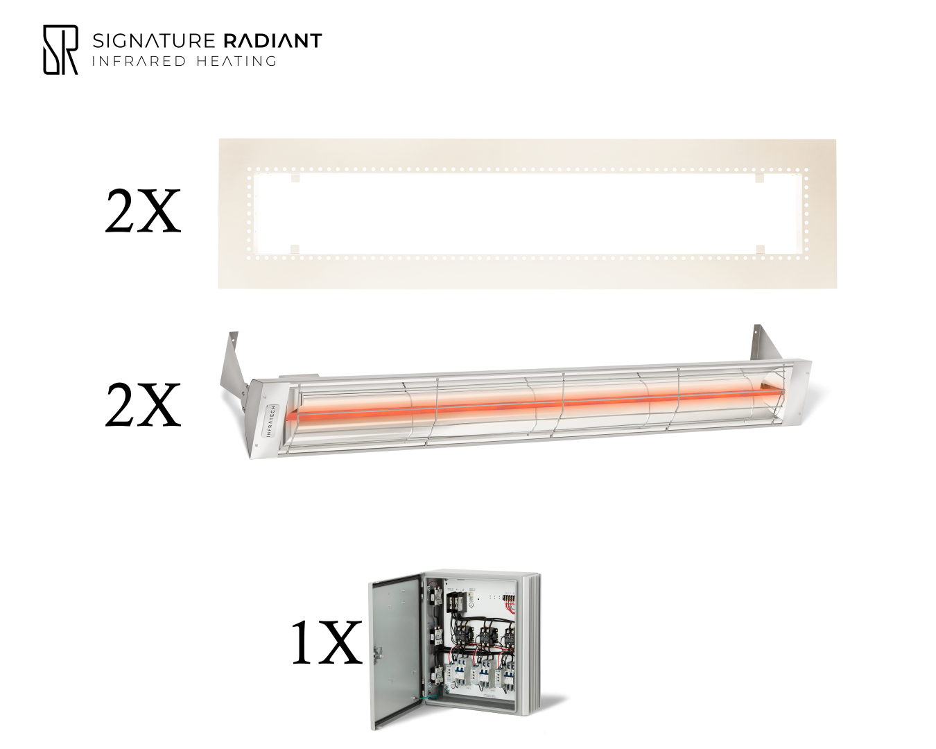 Package: 2 x 4kW infrared heater W Series Recessed - with Panel