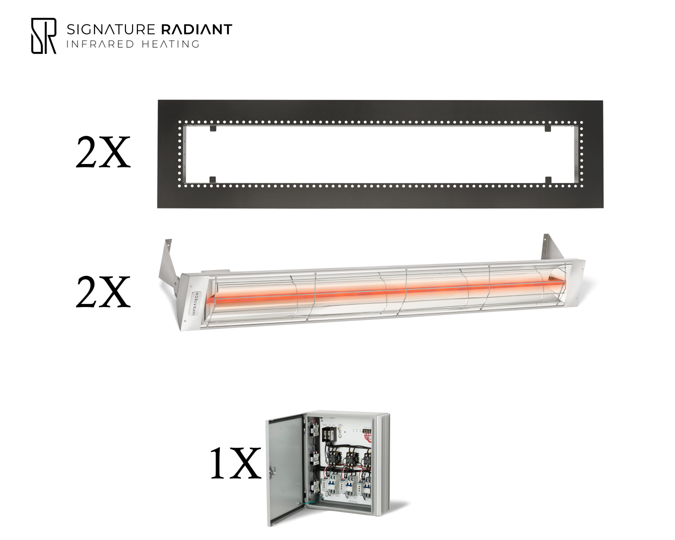 Package: 2 x 4kW infrared heater W Series Recessed - with Panel