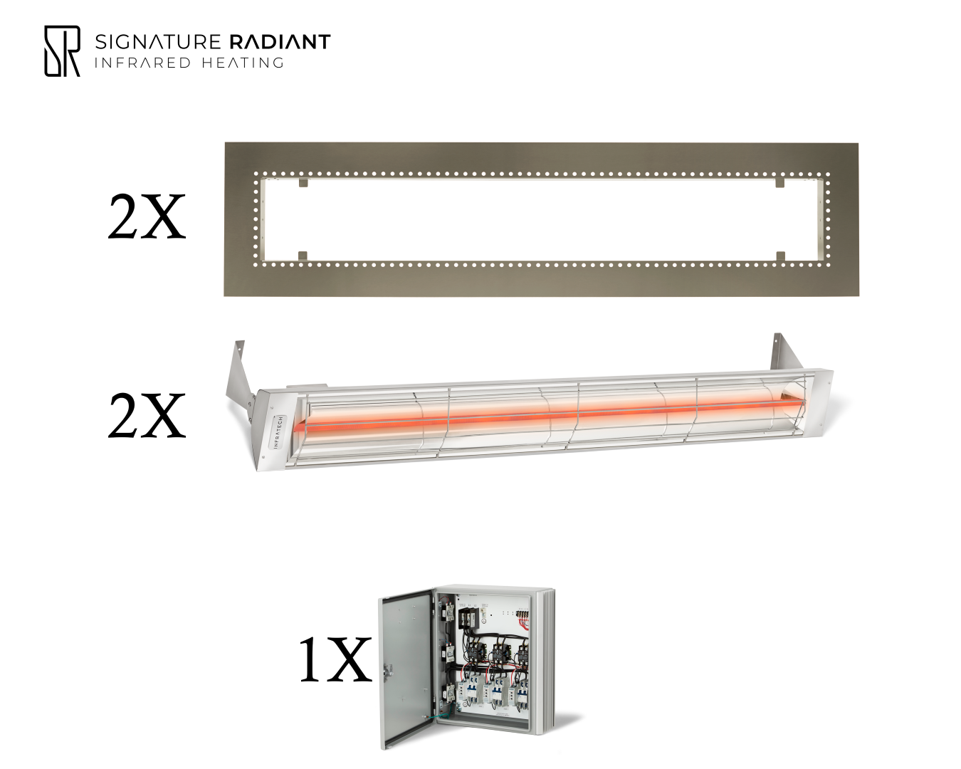 Package: 2 x 4kW infrared heater W Series Recessed - with Panel