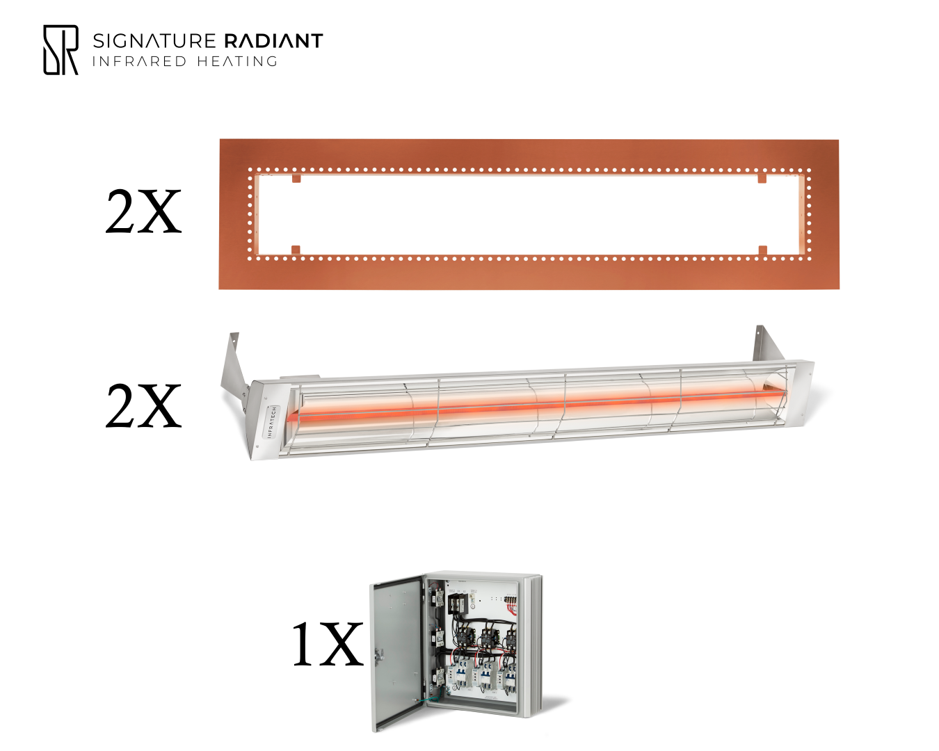 Package: 2 x 4kW infrared heater W Series Recessed - with Panel