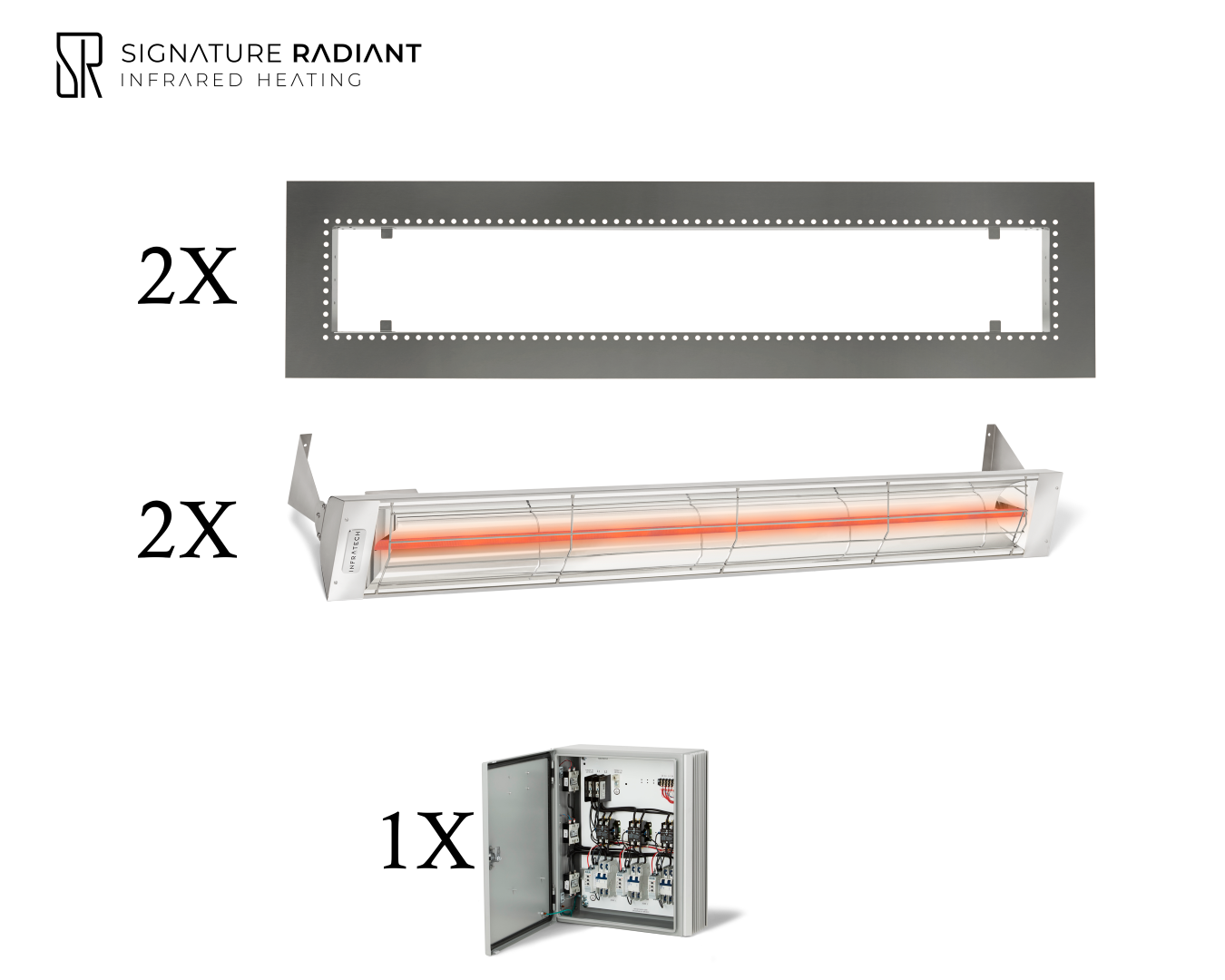 Package: 2 x 4kW infrared heater W Series Recessed - with Panel