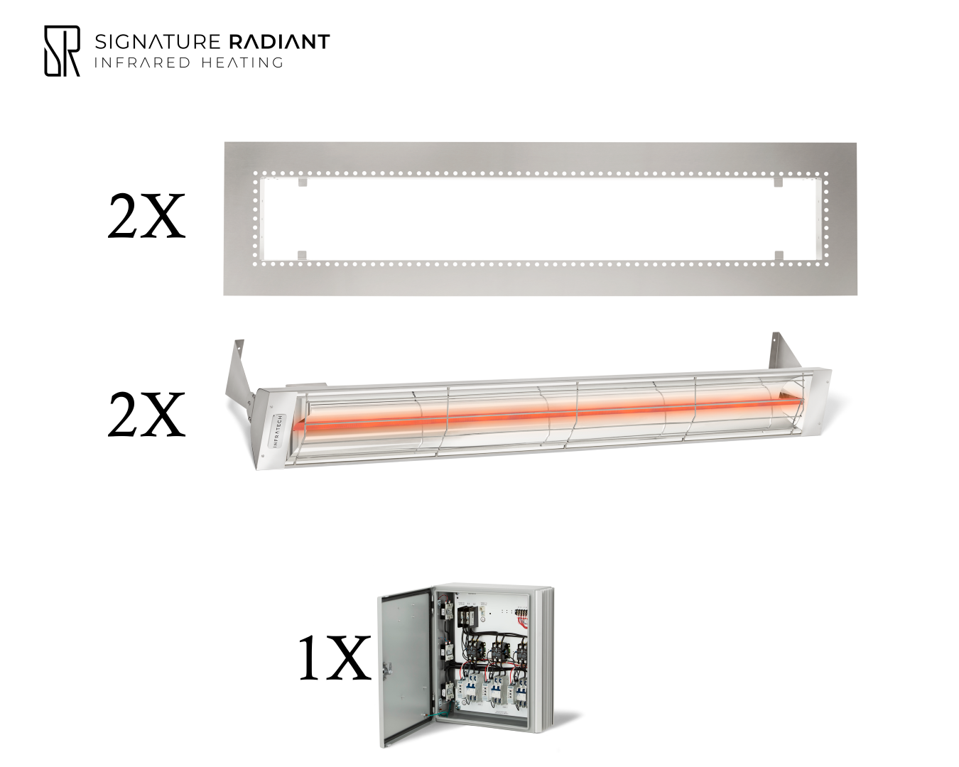 Package: 2 x 4kW infrared heater W Series Recessed - with Panel