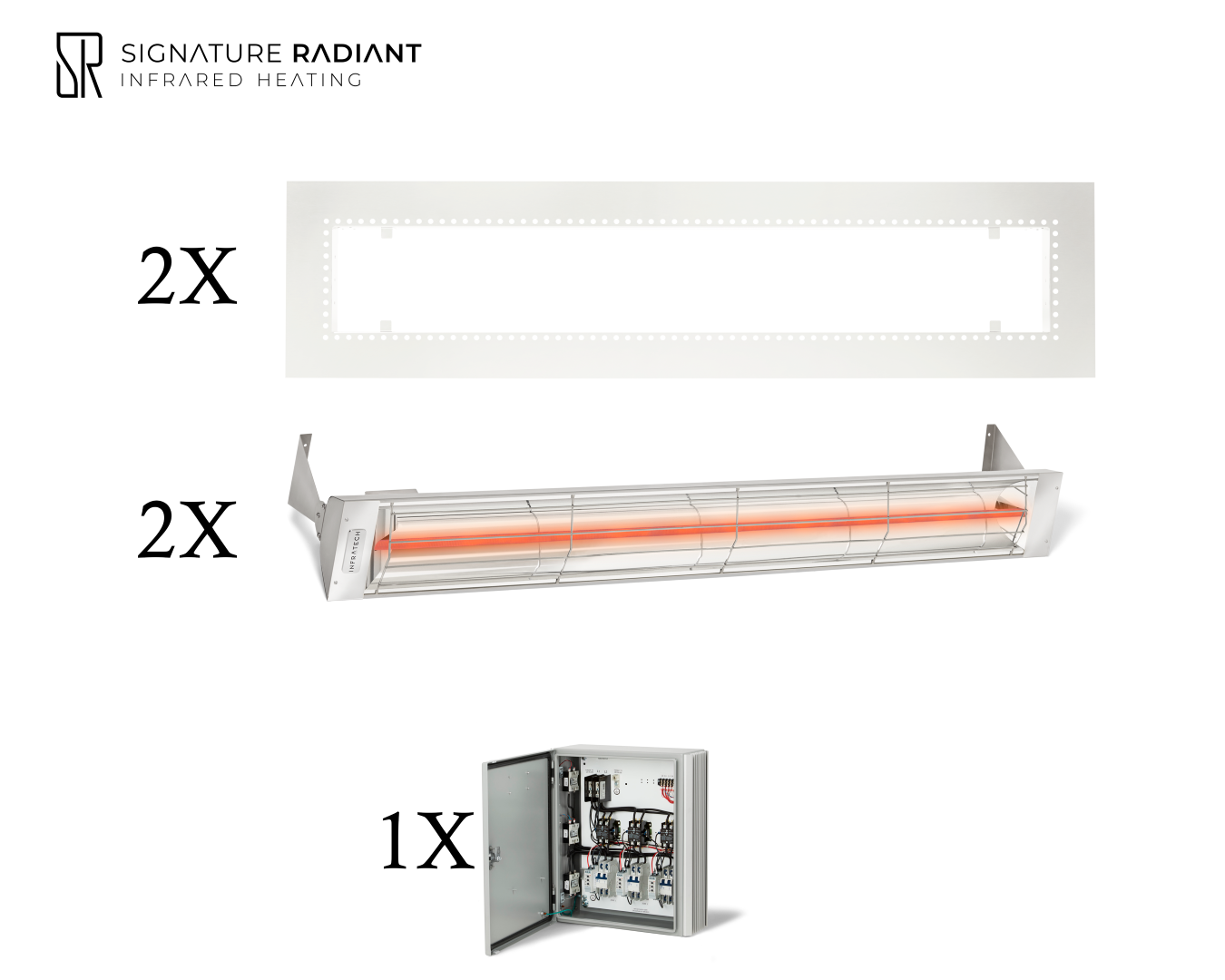 Package: 2 x 4kW infrared heater W Series Recessed - with Panel
