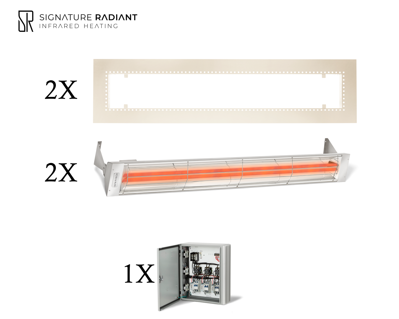 Package: 2 x 6kW infrared heater WD Series Recessed - with Panel