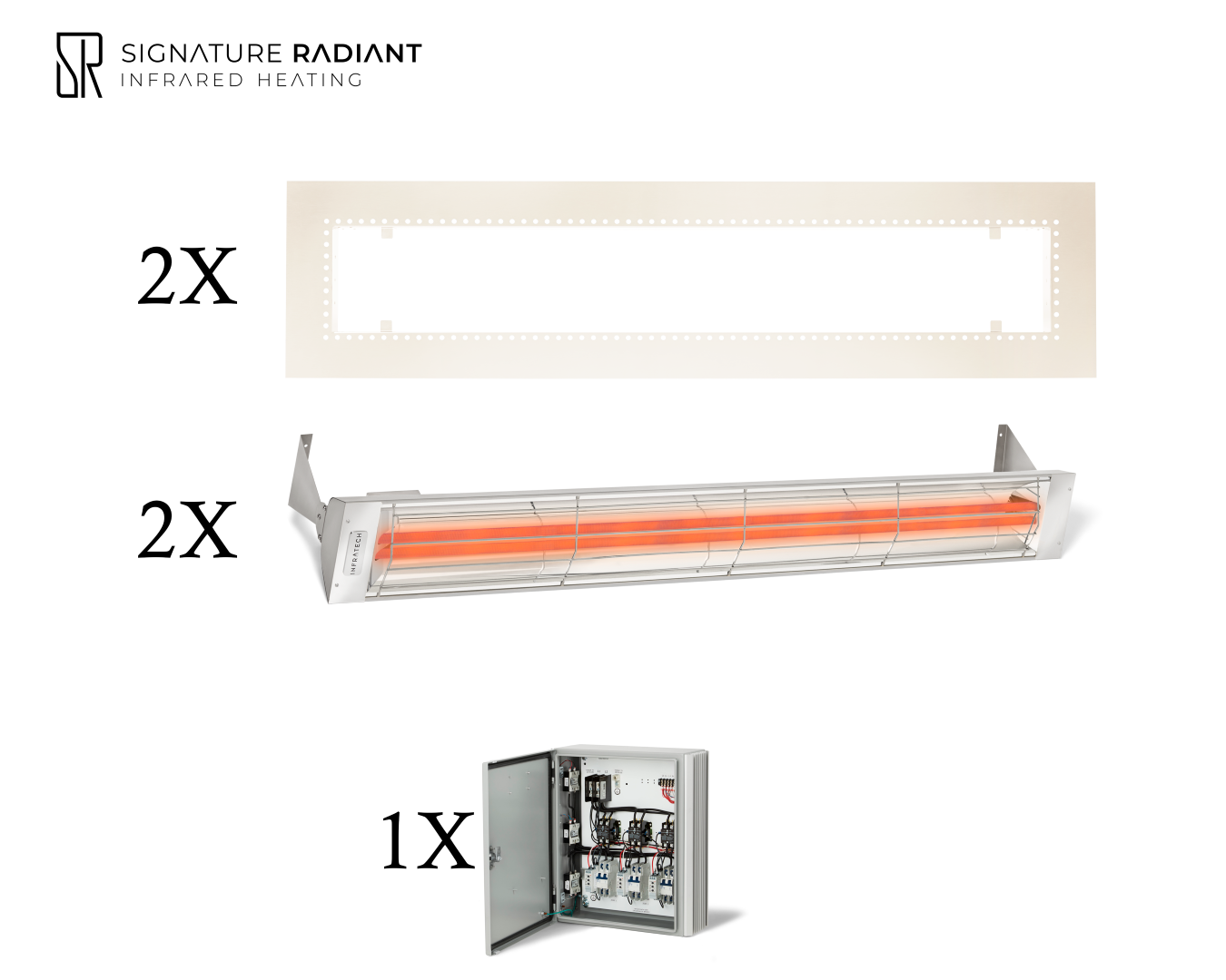 Package: 2 x 6kW infrared heater WD Series Recessed - with Panel