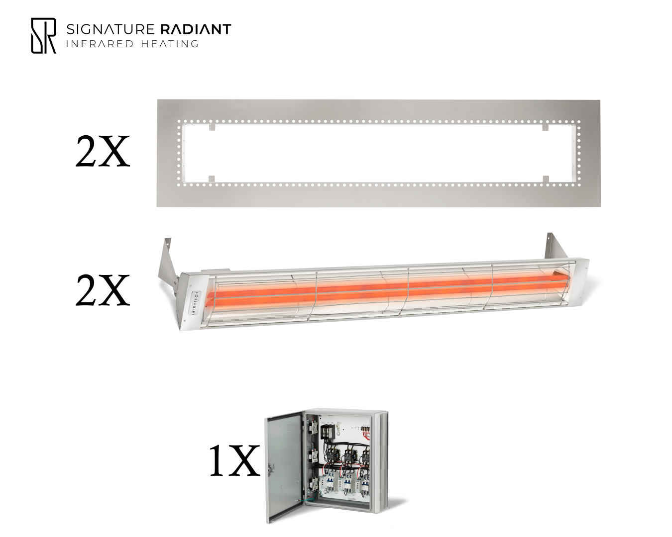 Package: 2 x 6kW infrared heater WD Series Recessed - with Panel
