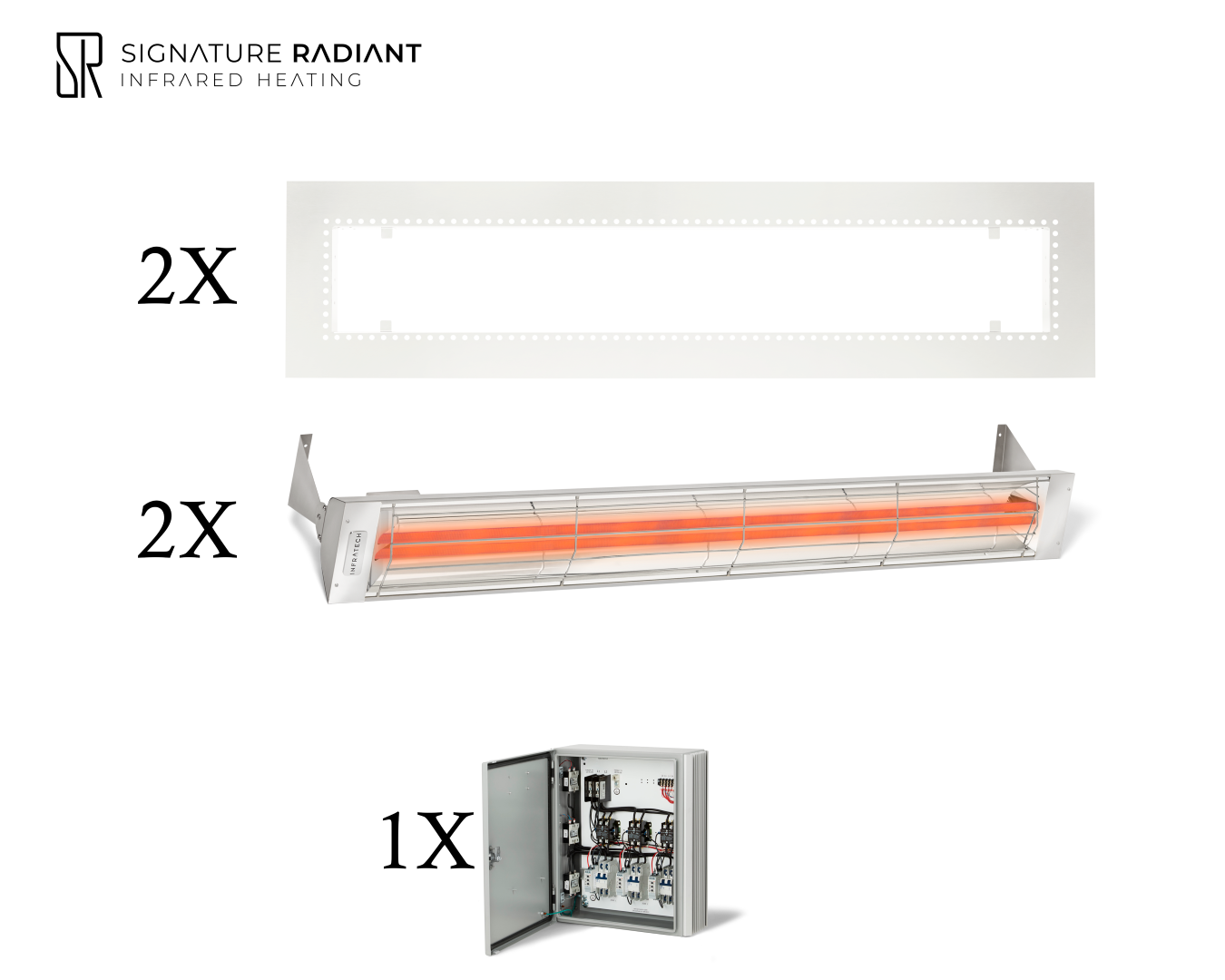 Package: 2 x 6kW infrared heater WD Series Recessed - with Panel