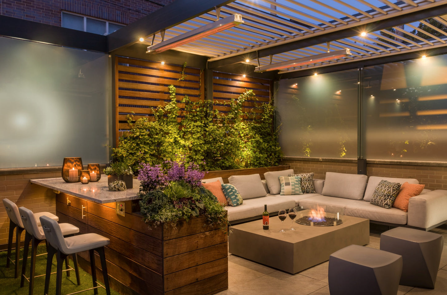 2 infratech Sl heaters on a cozy residential terrace