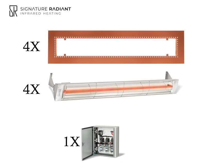 Package: 4 x 4kW infrared heater W Series Recessed - with Panel