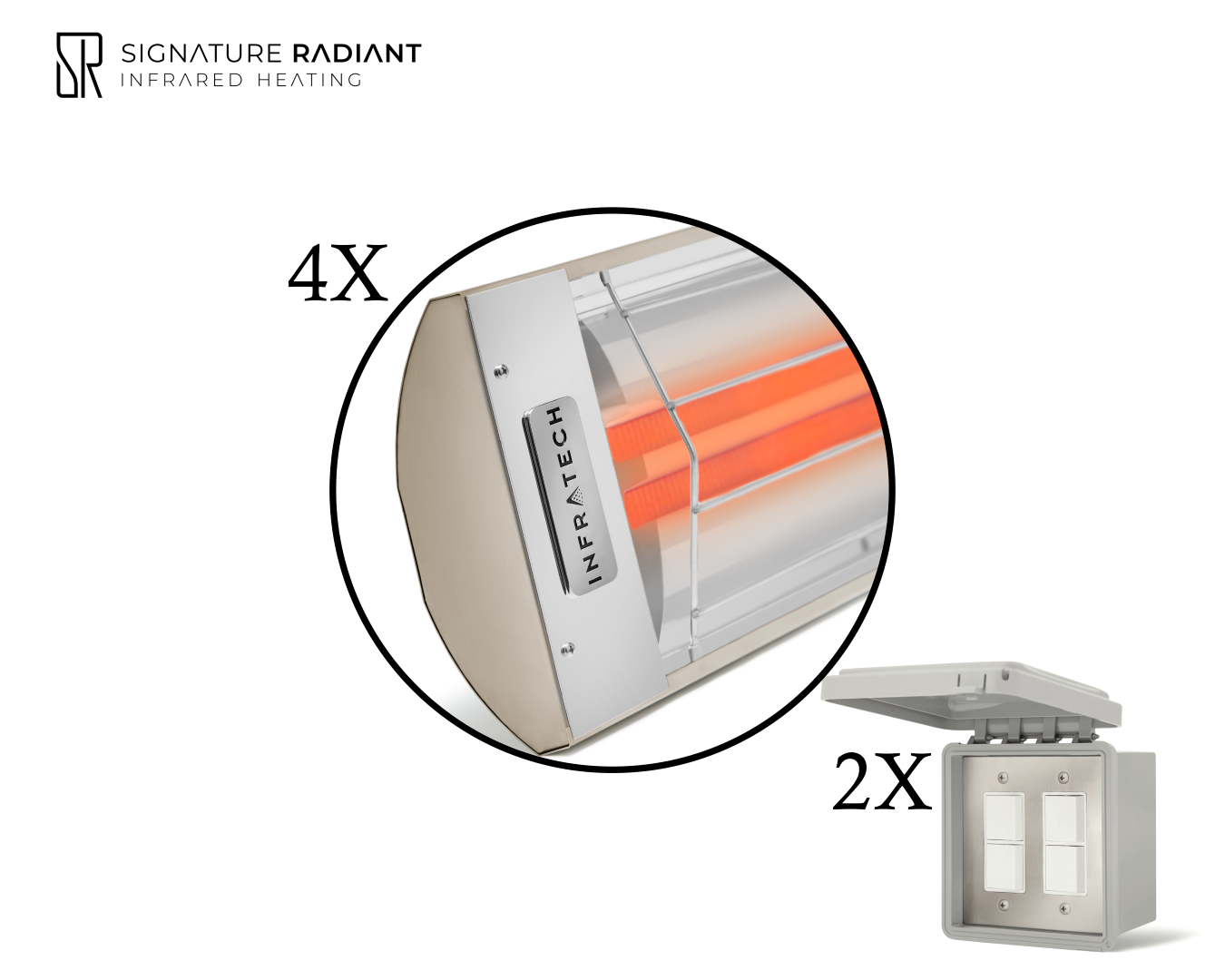 Package: 4 x 6kW infrared heater CD Series - with ON-OFF
