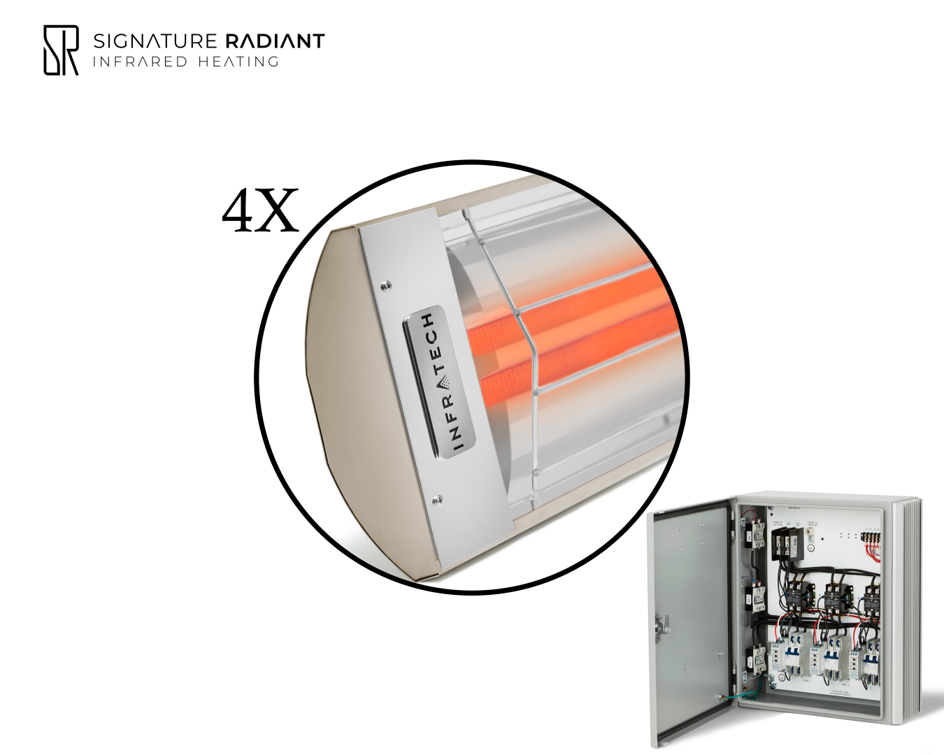 Package: 4 x 6kW infrared heater CD Series - with Panel