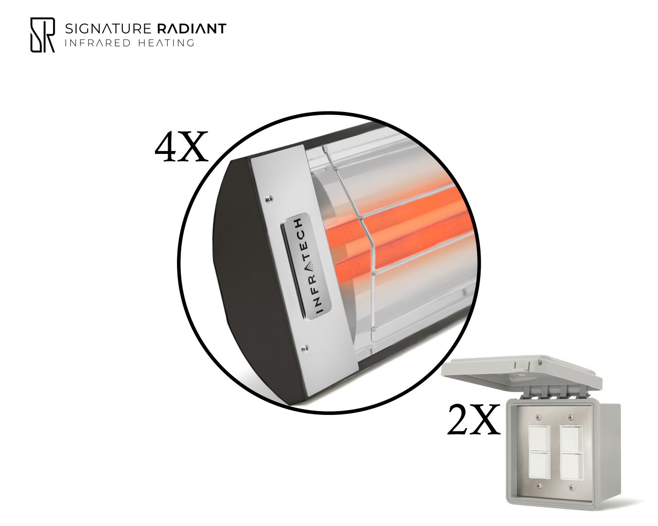 Package: 4 x 6kW infrared heater CD Series - with ON-OFF
