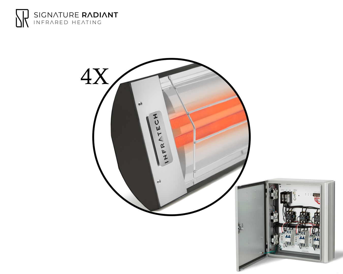 Package: 4 x 6kW infrared heater CD Series - with Panel