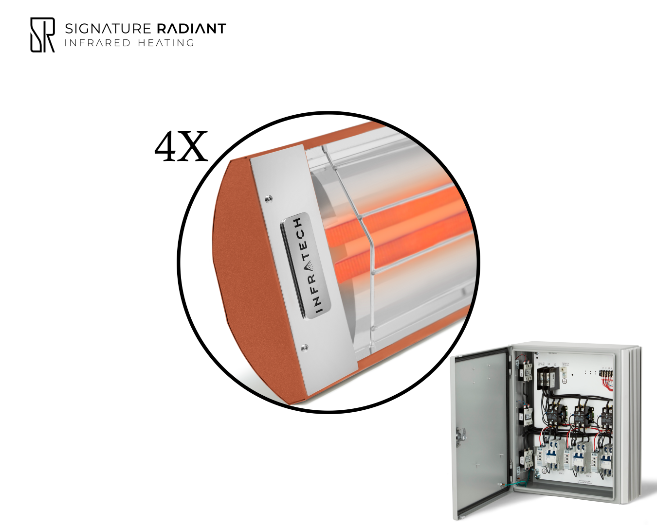 Package: 4 x 6kW infrared heater CD Series - with Panel