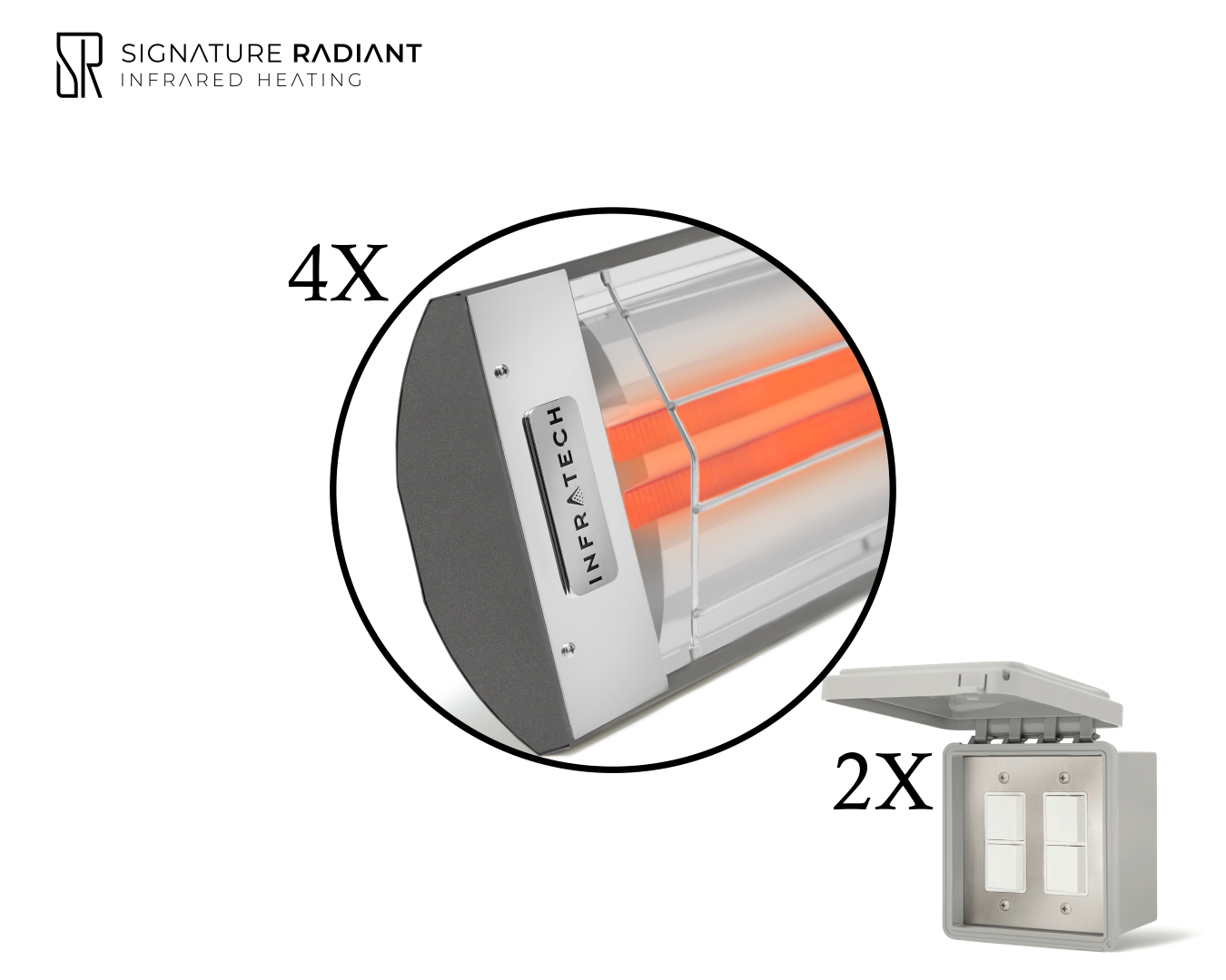 Package: 4 x 6kW infrared heater CD Series - with ON-OFF