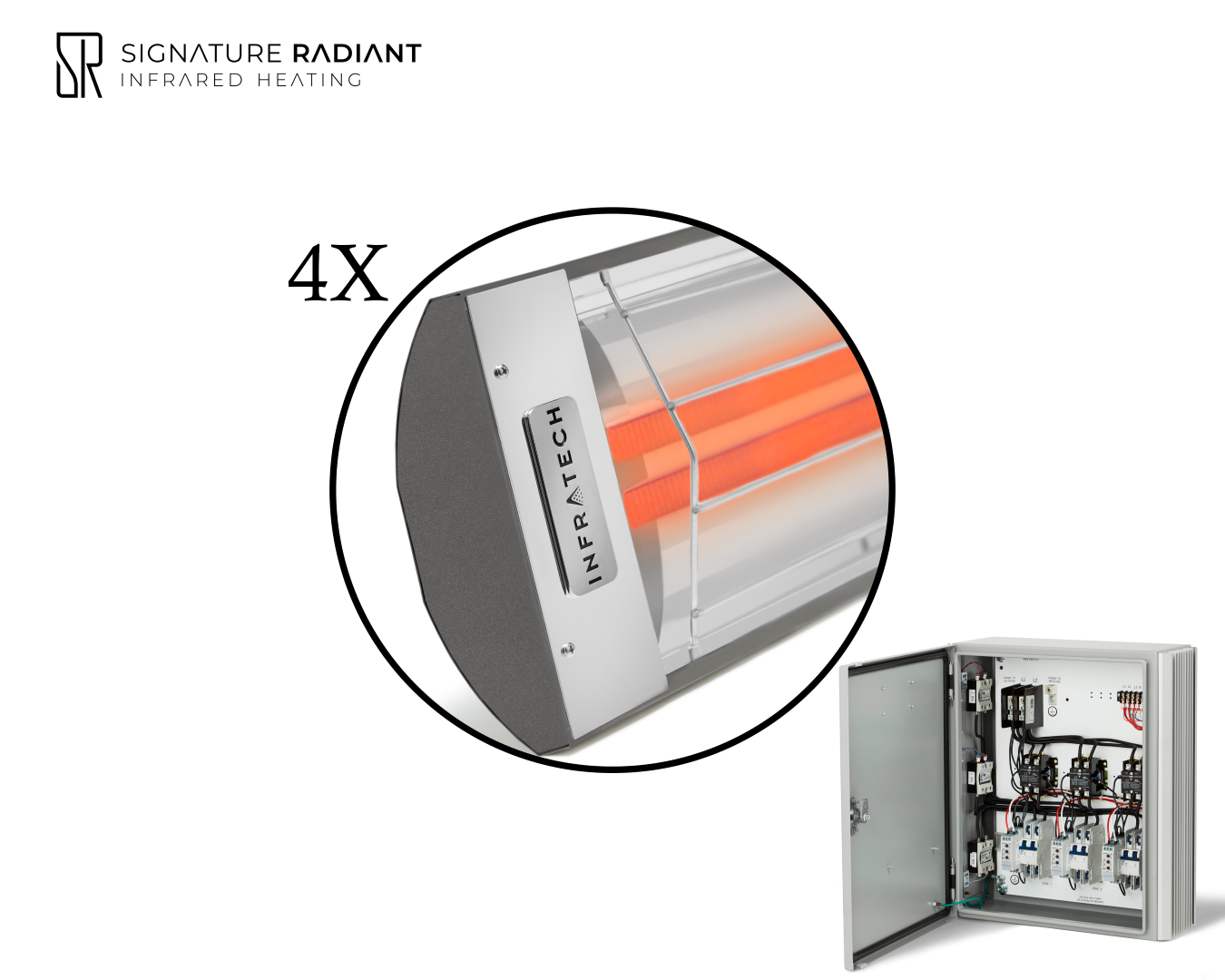 Package: 4 x 6kW infrared heater CD Series - with Panel