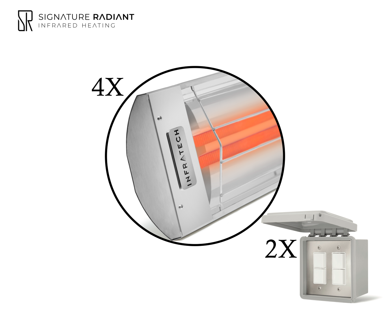 Package: 4 x 6kW infrared heater CD Series - with ON-OFF