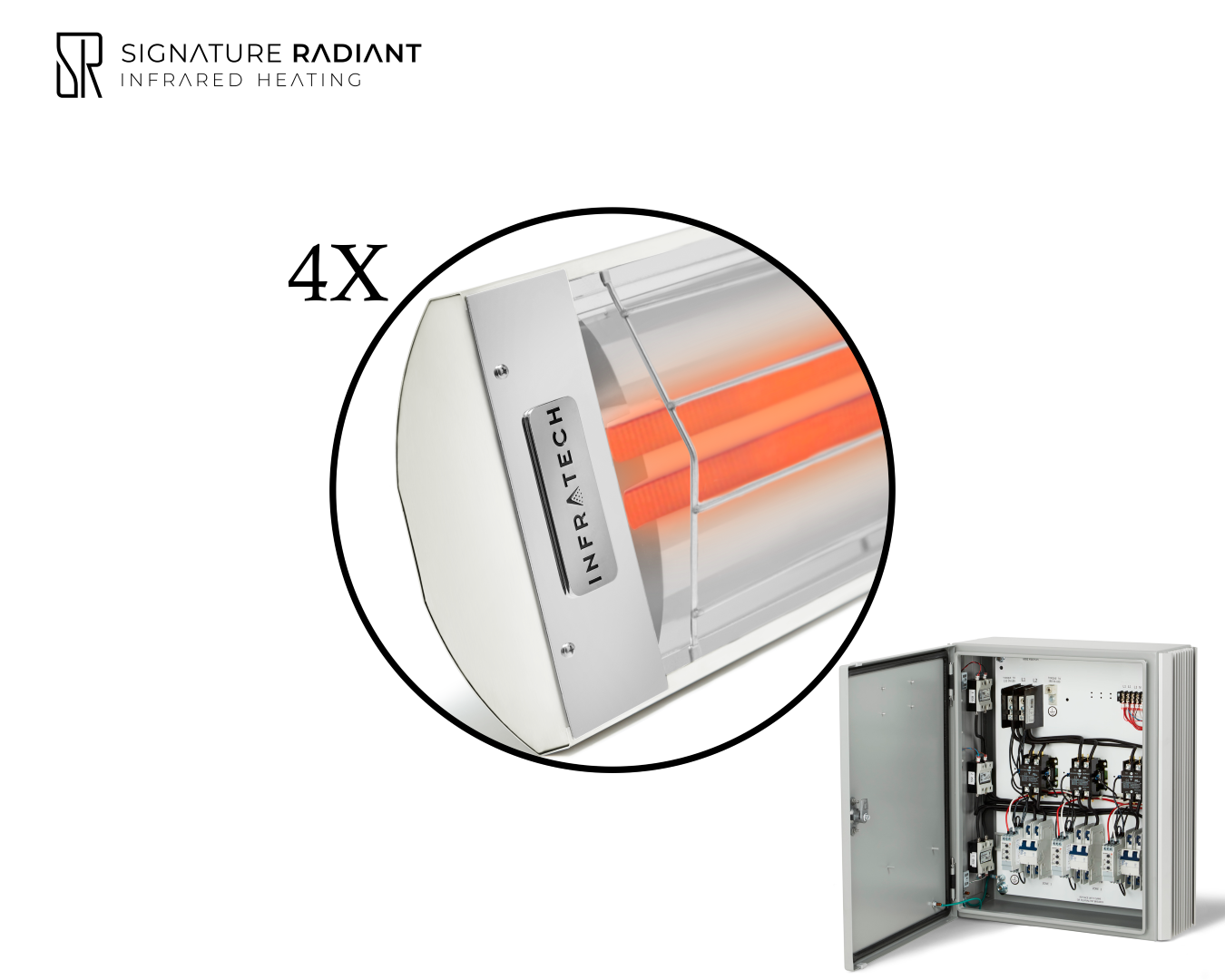 Package: 4 x 6kW infrared heater CD Series - with Panel