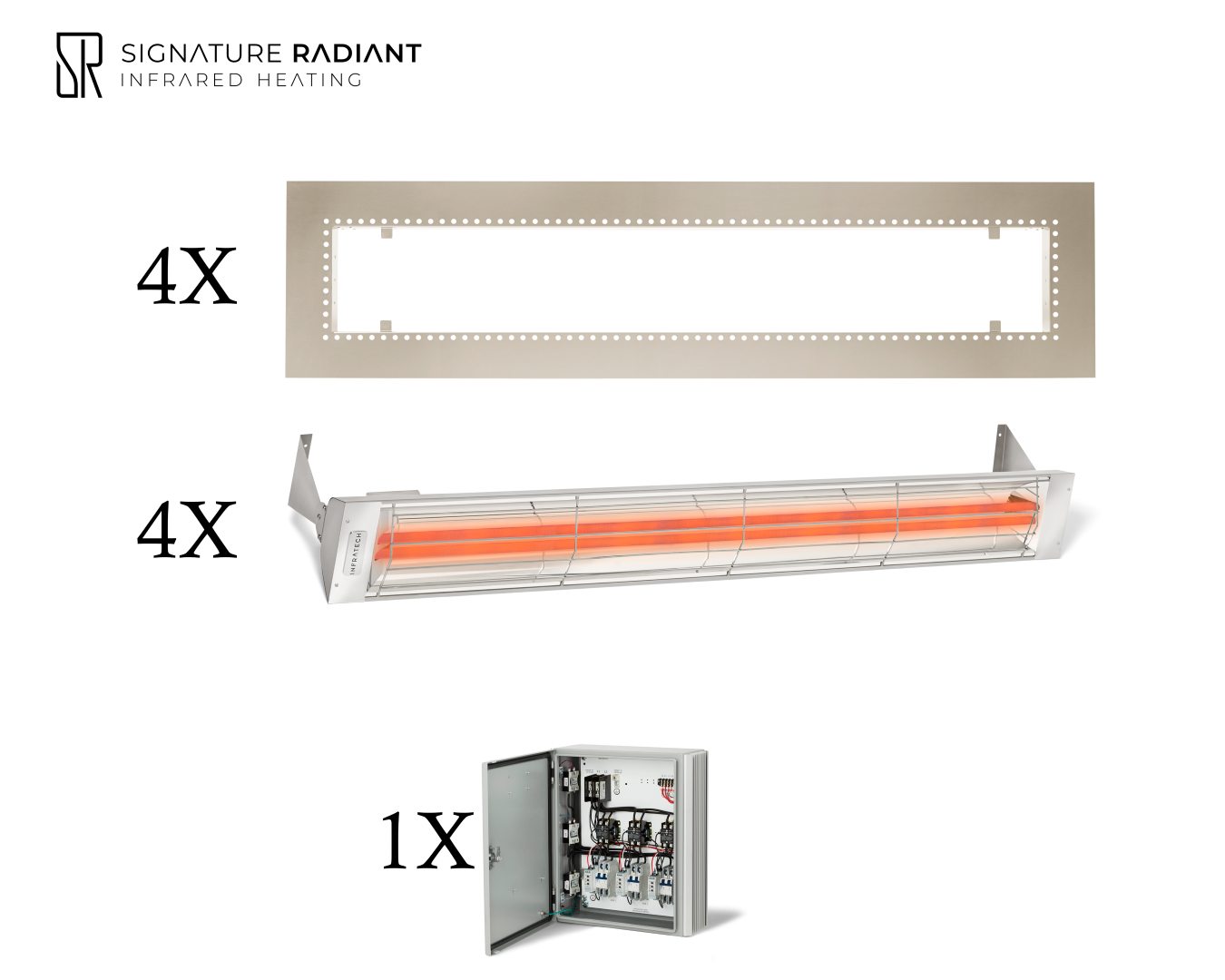 Package: 4 x 6kW infrared heater WD Series Recessed - with Panel