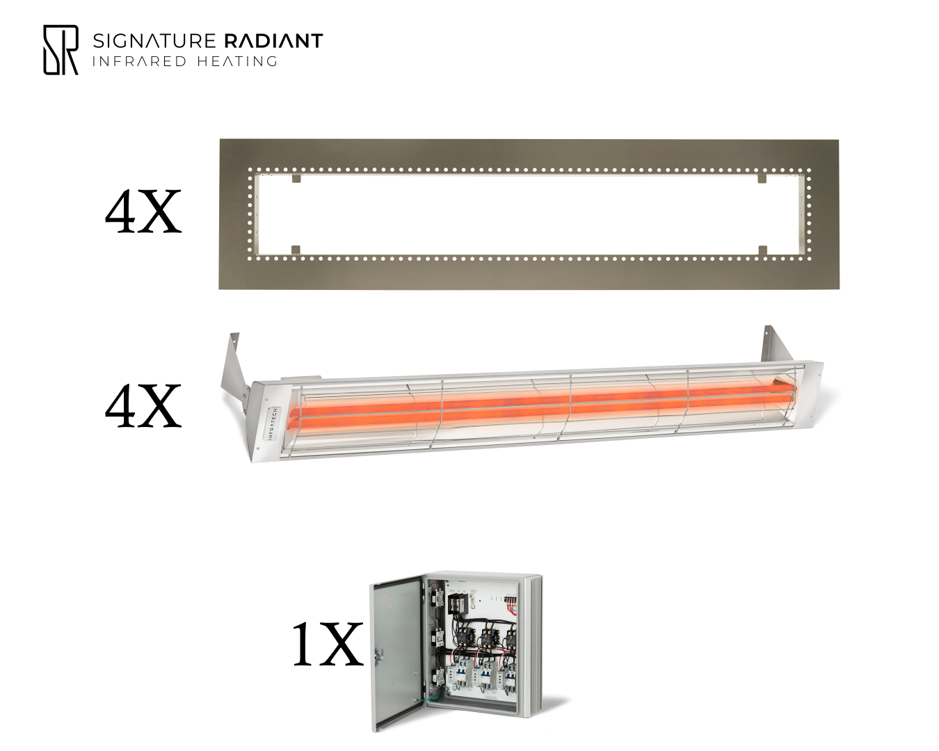 Package: 4 x 6kW infrared heater WD Series Recessed - with Panel