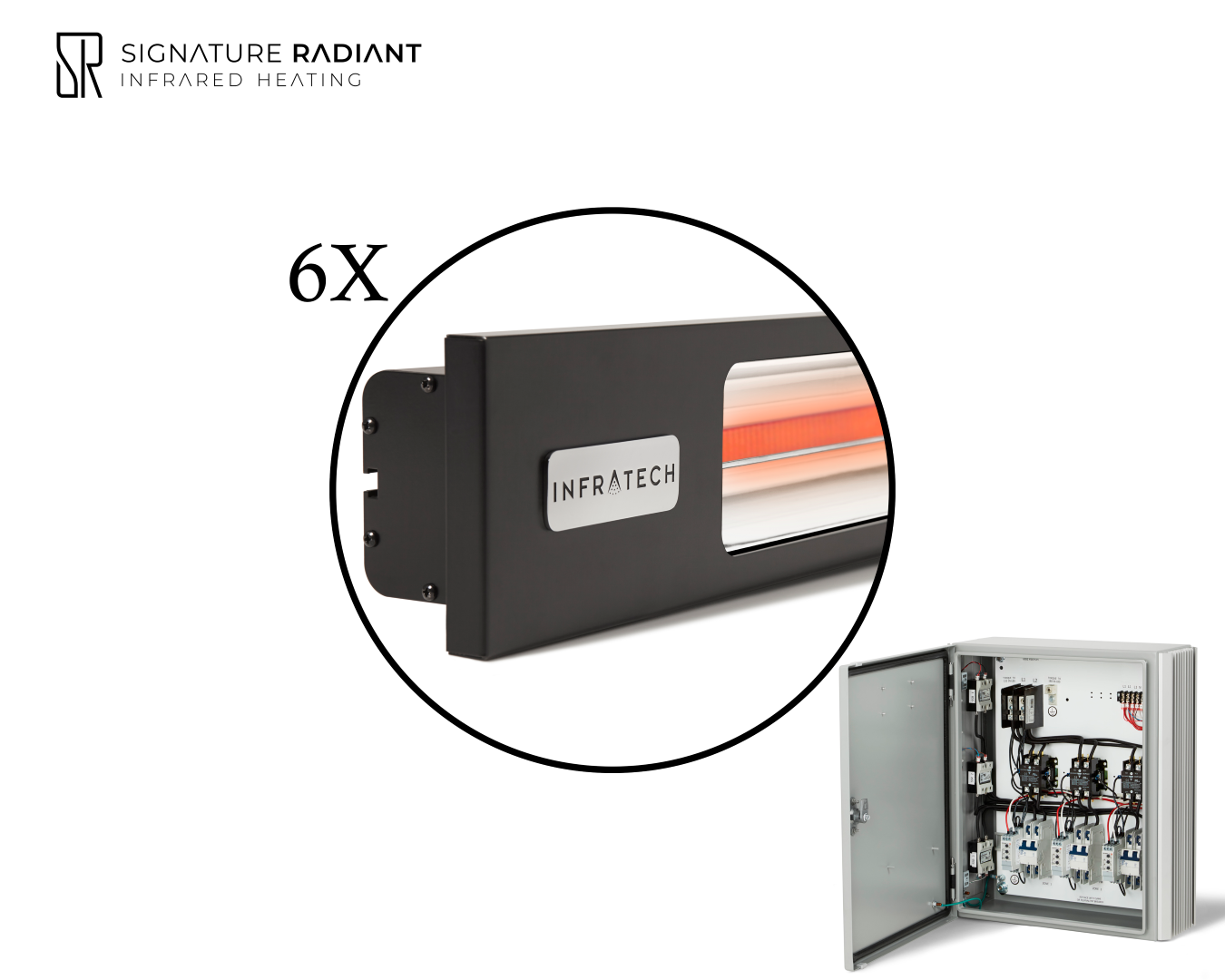 Package: 6 x 4kW infrared heater SL Series - with Panel