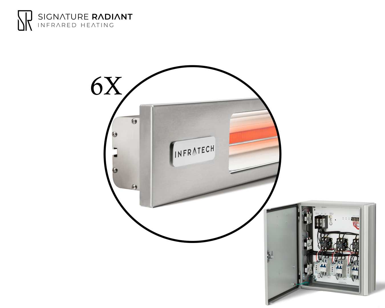 Package: 6 x 4kW infrared heater SL Series - with Panel