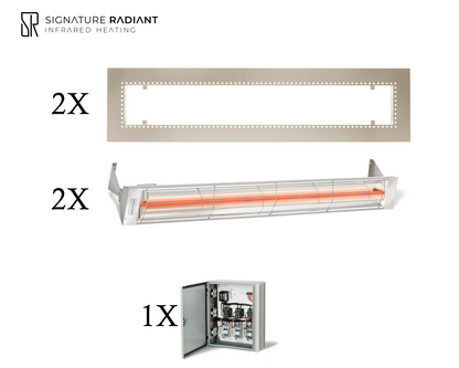 Package:  2 x 4kW infrared heater W Series Recessed - with Panel