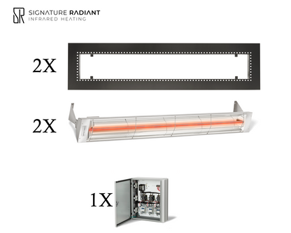 Package:  2 x 4kW infrared heater W Series Recessed - with Panel