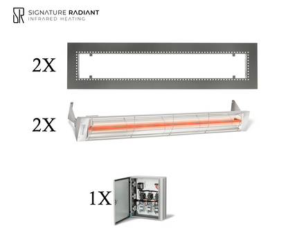 Package:  2 x 4kW infrared heater W Series Recessed - with Panel