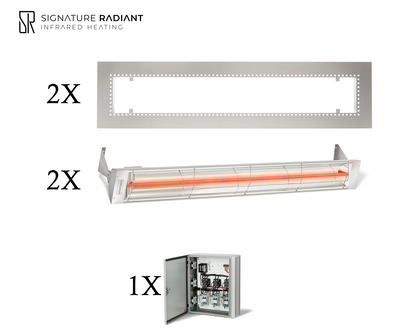 Package:  2 x 4kW infrared heater W Series Recessed - with Panel