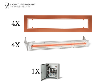 Package:  4 x 4kW infrared heater W Series Recessed - with Panel