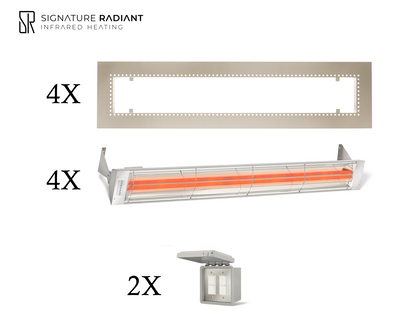 Package:  4 x 6kW infrared heater WD Series Recessed - with ON-OFF