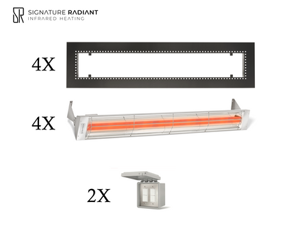 Package:  4 x 6kW infrared heater WD Series Recessed - with ON-OFF