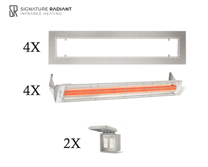 Package:  4 x 6kW infrared heater WD Series Recessed - with ON-OFF