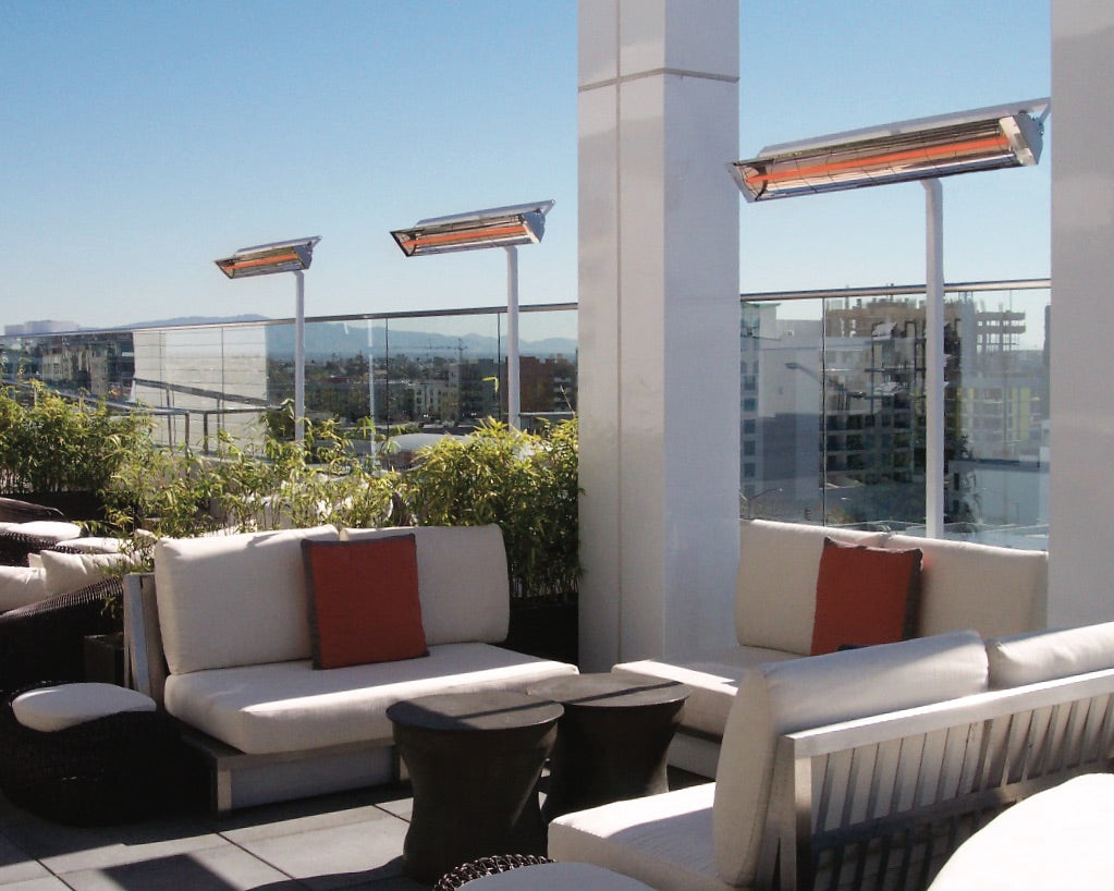 3 infratech heaters on a restaurant terrace